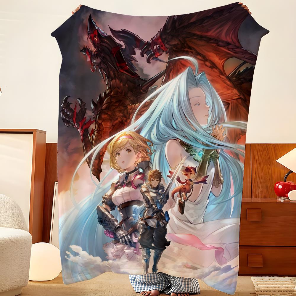 Game G-Granblue F-Fantasy Throw Flannel Throw Blanket, Lightweight Cozy, Durable Washable Cute Cool