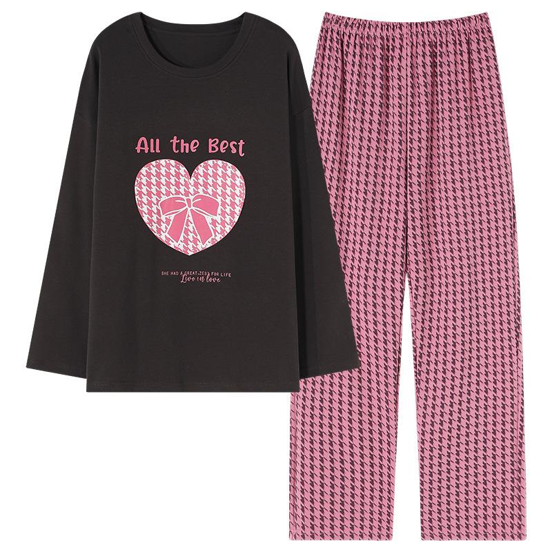 Pajamas Women'S Pure Cotton Long-Sleeved Cotton Cute Loungewear Set Can Be Worn Outside