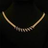 Vintage High-End Zircon-Inlaid Geometric Snake Bone Choker Necklace