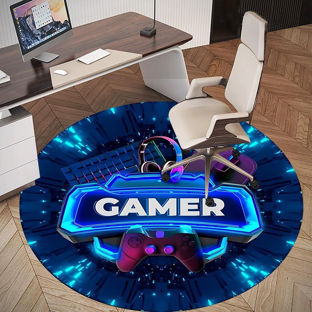 1pc Gamer Round Chair mat Area Rug - Non-Slip, Floor Mat for Office, Bedroom, and Indoor Decor c1125619