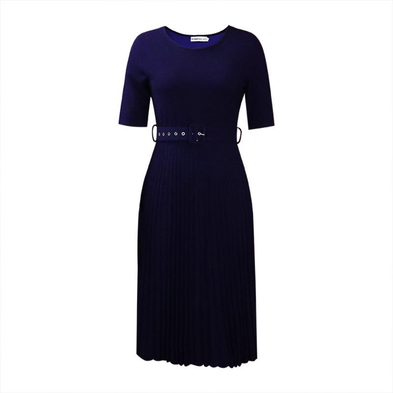 

Women s Summer Short Sleeve Crew Neck Waist Solid Color Pleated Large Size African Dress XXXL