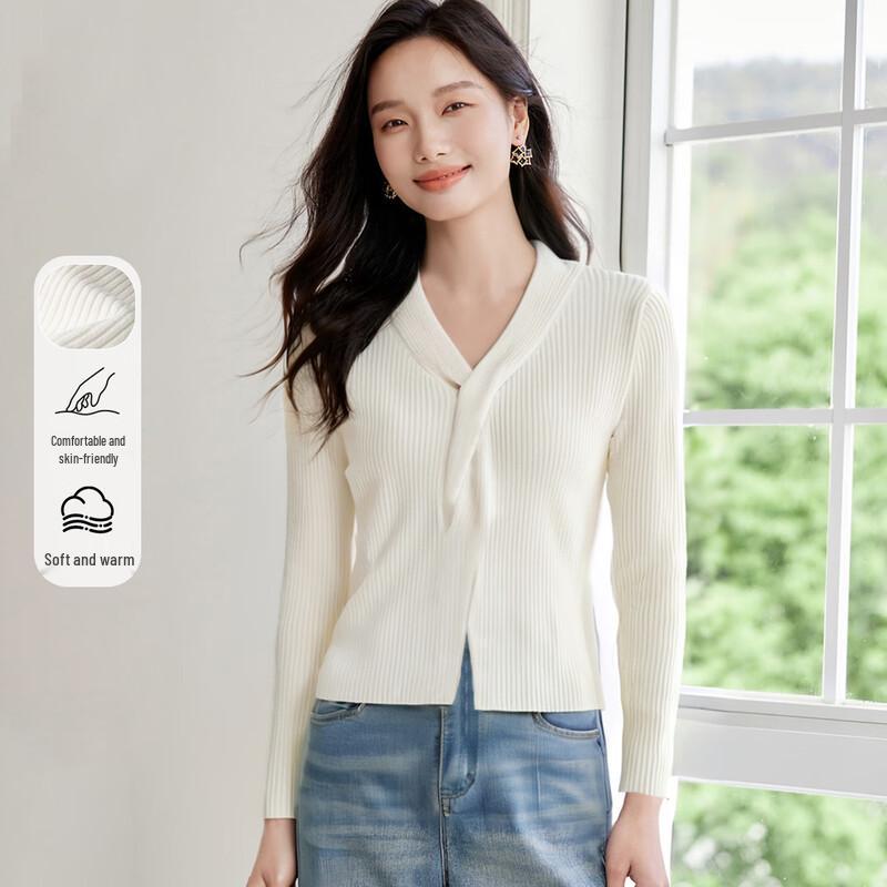 Handu Yishe Women's V-Neck Long-Sleeve Knit Top