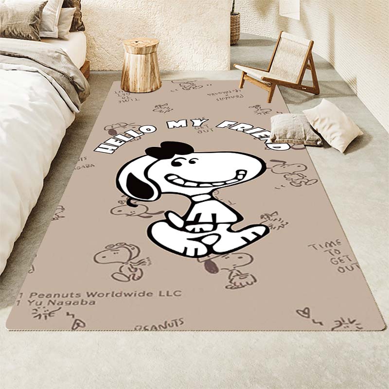 Cute Snoopy print decorative rug, perfect for home, bedroom, bedside, or office use, including swivel chairs.