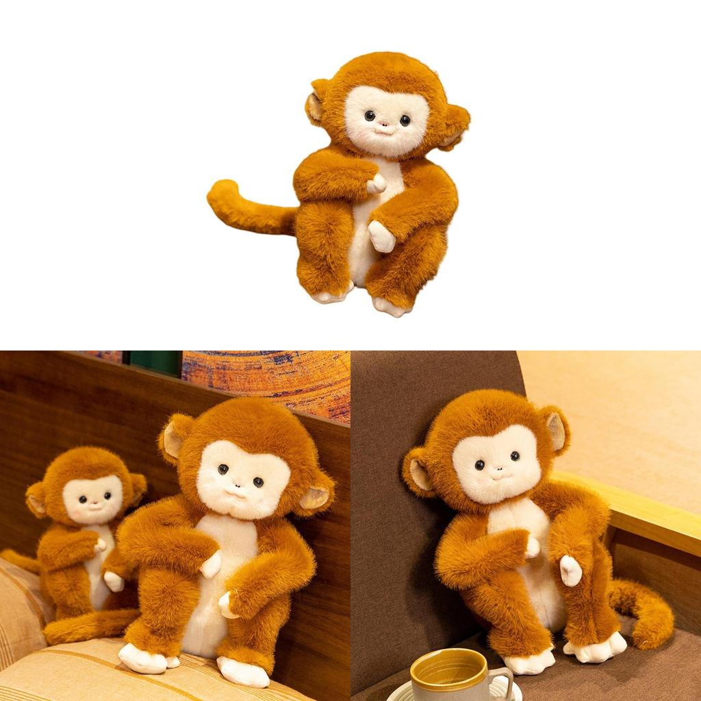Gold Silk Monkey Plush Toy With Realistic Design For Kids And Collectors