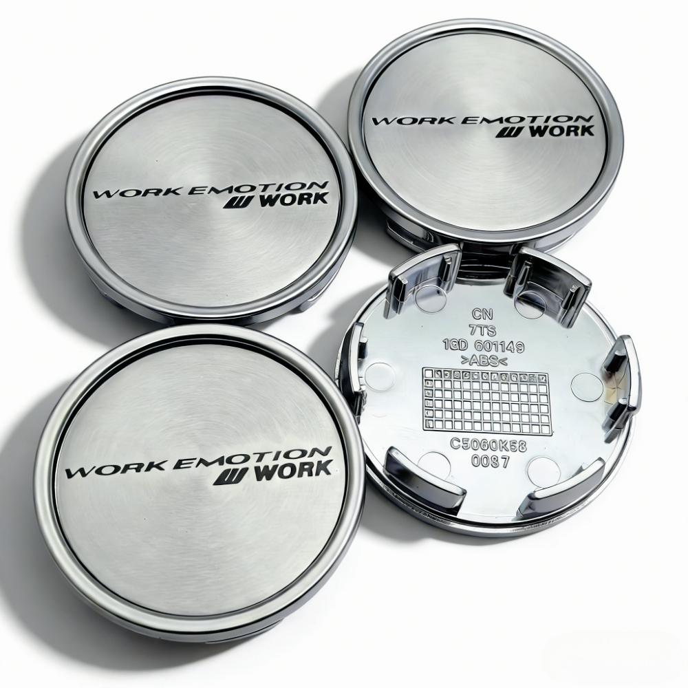 4pcs JDM W WORK Emotion Logo Emblem Car Wheel Center Caps 58MM Clips 53MM Wheels Hub Cap Rim Hubcaps Dust Cover Car Accessories