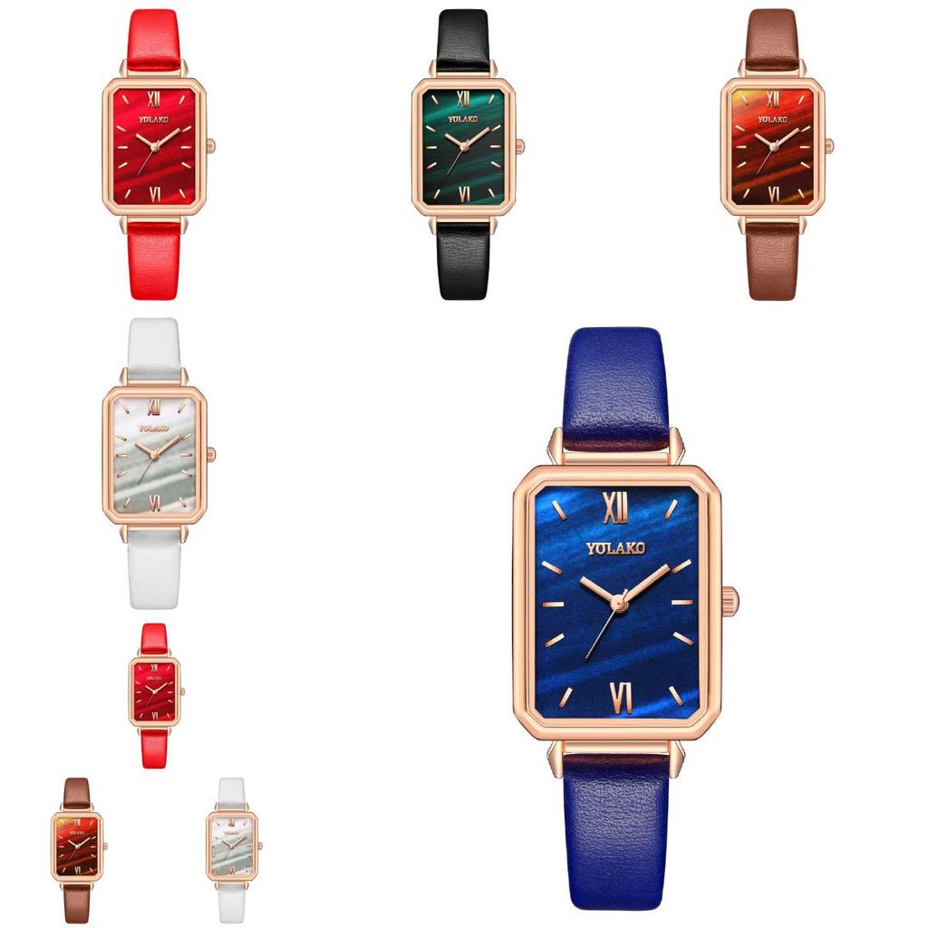 Fashion Ladies Square Quartz Watch With Leather Strap For Casual Wear And Gifts