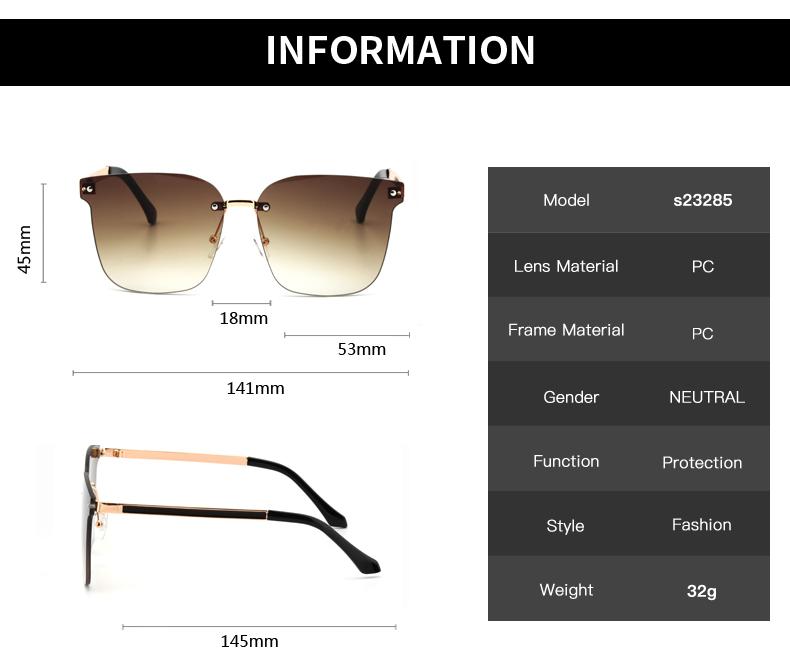 Fashion New Large Frameless Sunglasses Personality Gradient Color Trendy Accessories Sun Glasses UV Protection Female