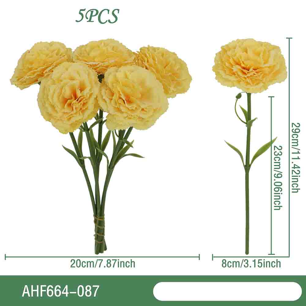 5Pc Moisturizing Latex Carnation Artificial Real Touch Silk Flower Mother's Day Bouquet Gift Wedding Home Party Decor Carnation
