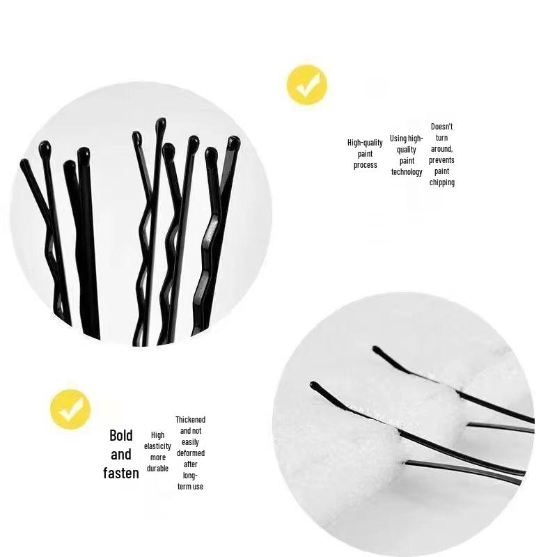 Black U-Shaped Hairpin Clip for Thick Hair - Bun Fixation Hair Accessory