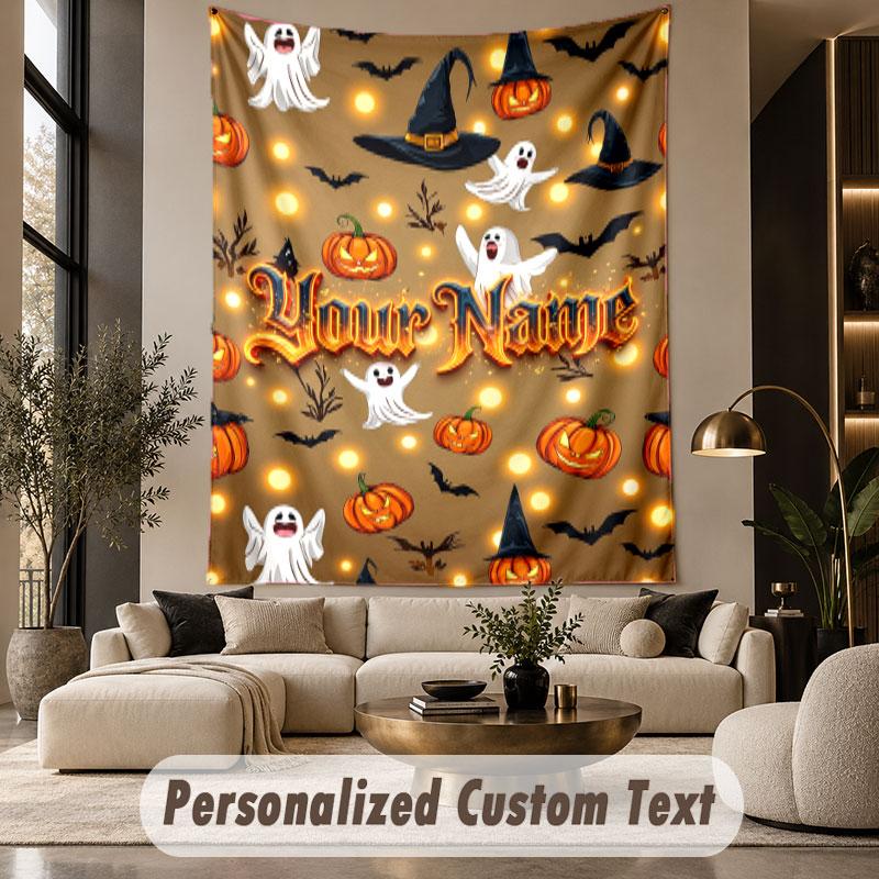 Halloween (1) Theme Custom Tapestry Personalized Custom Name Text Wall Hanging Tapestry Home Decor Background Cloth