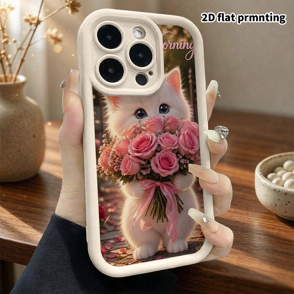 Phone case: 2D flat, suitable for iPhone 18 17 16 15 14 13 Pro protective case, good morning greetings, perfect Christmas and Halloween holiday gift