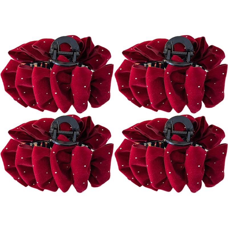 New Year Starry Velvet Cloud Bubble Hair Clip for Women Multi-Layer Bow Shark Clip Hair Accessory