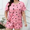 Pigiama in seta taglie forti da donna, set con maglietta e pantaloncini, 5XL, abbigliamento da casa, moda, morbido, casual, con stelle e luna, pigiama