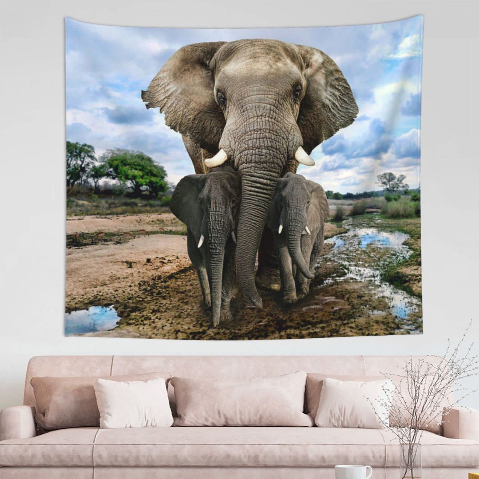 Гобелен с рисунком дикой природы в прериях африканского слона для дома — фото 9
