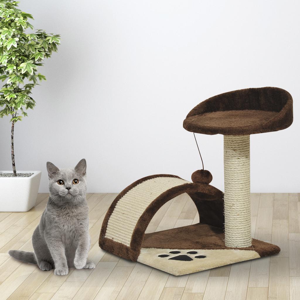 Cat Scratching Post for Play and Relaxation 36x36x44 Cm Brown