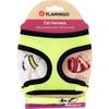 Harnais pour chat - FLAMINGO - Jaune fluo - Nylon respirant - Taille ajustable - Laisse incluse