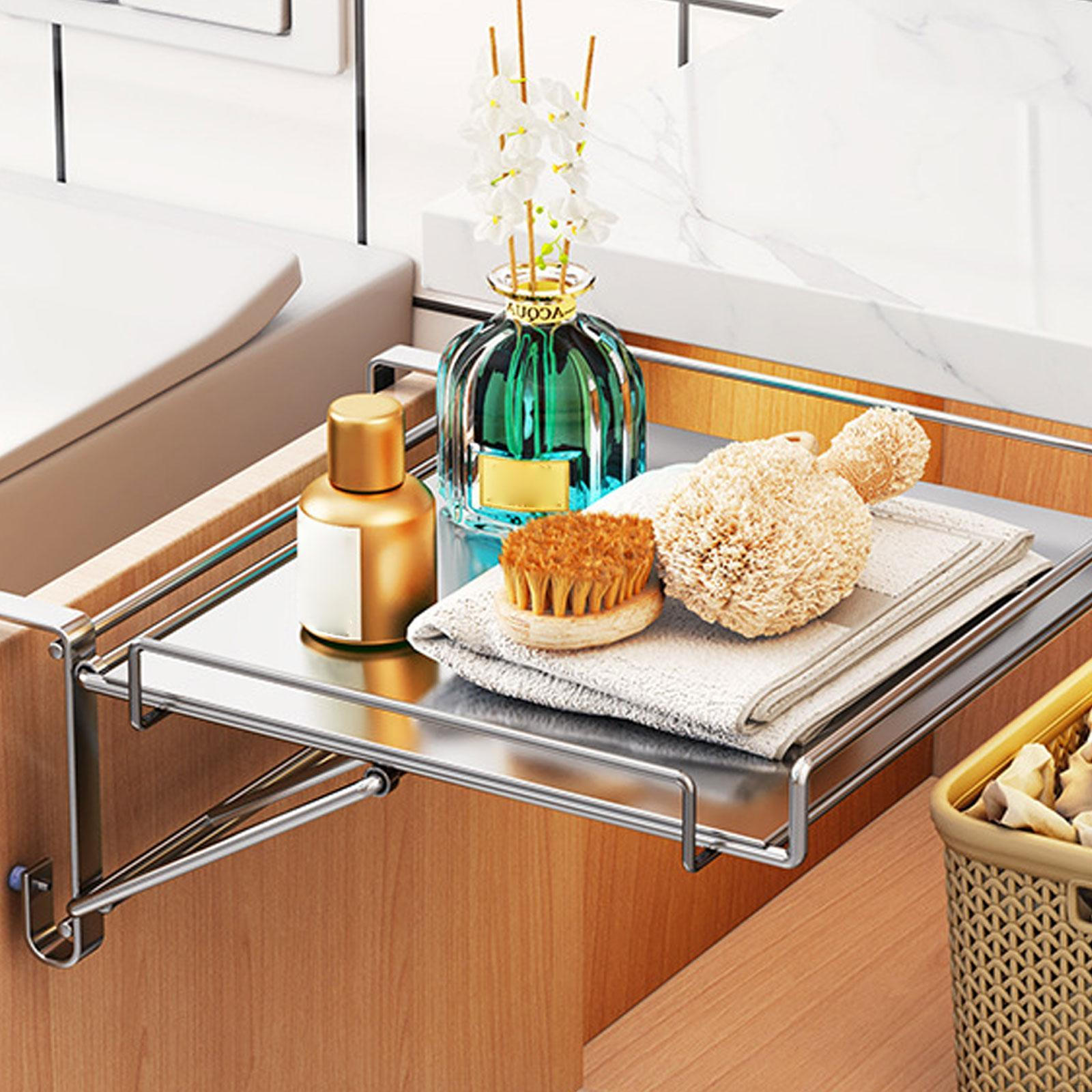 

Регулируемый органайзер для крючков на дверце шкафа для домашнего использования с полкой на столешнице серебряный