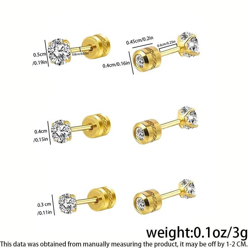 Stainless Steel Stud Earrings with Four-pronged Zirconia - Stylish and Simple, Perfect for Both Men and Women As Personalized Small Earrings.