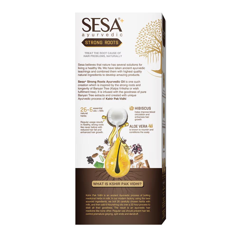 SESA Ayurvedic Strong Roots Oil With 26 Herbs & 6 Oils - Pour le contrôle de la chute des cheveux et la croissance des cheveux (200ml)
