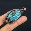 Tibetan Turquoise Pendant, 999 Copper Wire Wrapped Gemstone Jewelry, Handmade Pendant, For Thanksgiving
