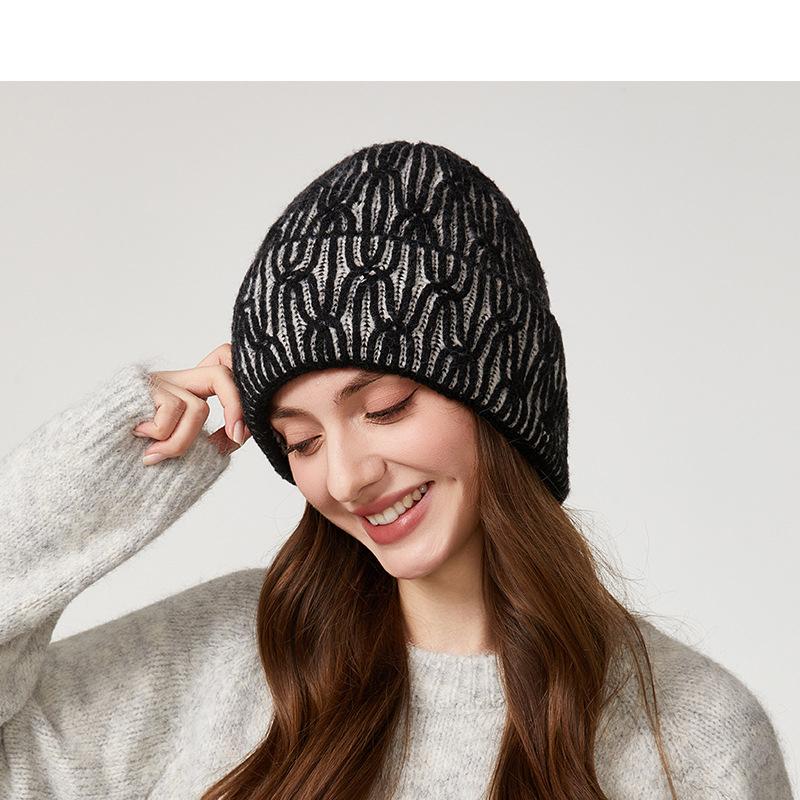 Winter Women's Big Head Circumference Knitted Hat Elastic Cap