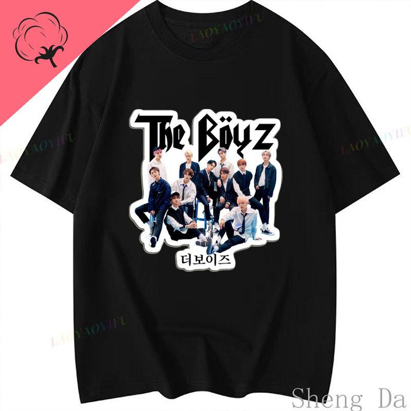 Unisex Women Hip Hop Streetwear Harajuku Camisetas The Boyz KPOP Streetwear TShirt Short Sleeve Cotton Graphic T Shirts Popular Tee