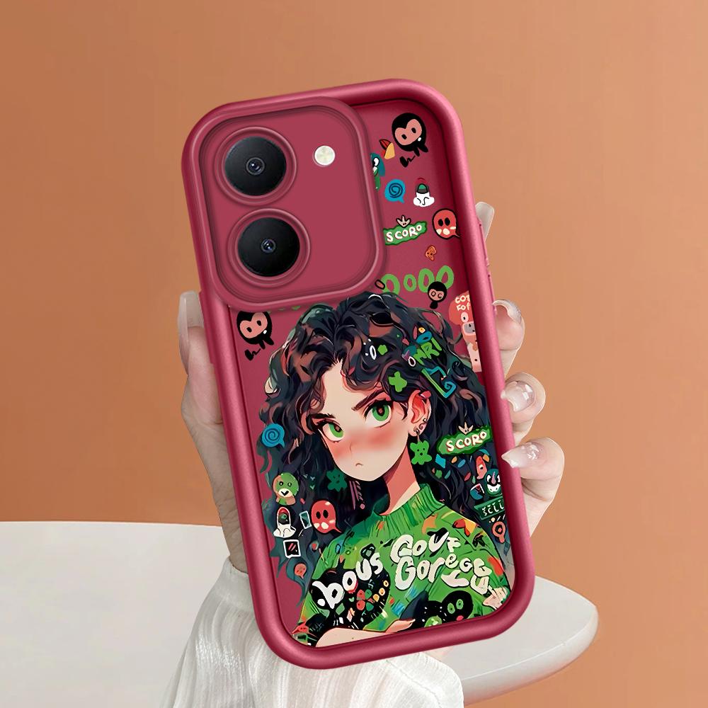 Soft Silicone Square Ladders Cartoon Pattern Full Cover Camera Protection Shockproof Case for iPhone Infinix Tecno Vivo