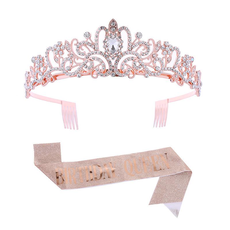 European and American Bridal Crown Tiara Alloy Crystal Wedding Hair Accessories Crown Birthday Party Headband Jewelry