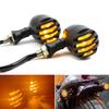 Motorcycle Plastic Turn Signal DRL Retro LED Black Grid Brake Light For Cafe Racer Bobber Chopper For Harley Sportster Yamaha