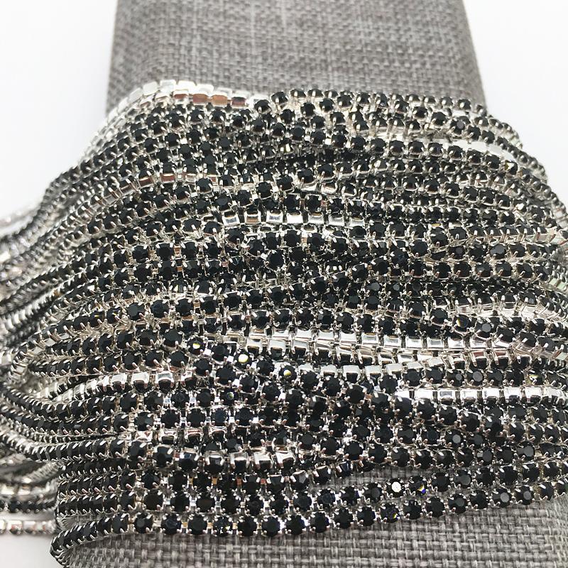 Wholesale 1-Row 1 yard SS6 Cystal Rhinestone Trim Close Cup Chain Claw DIY Jewelry Making