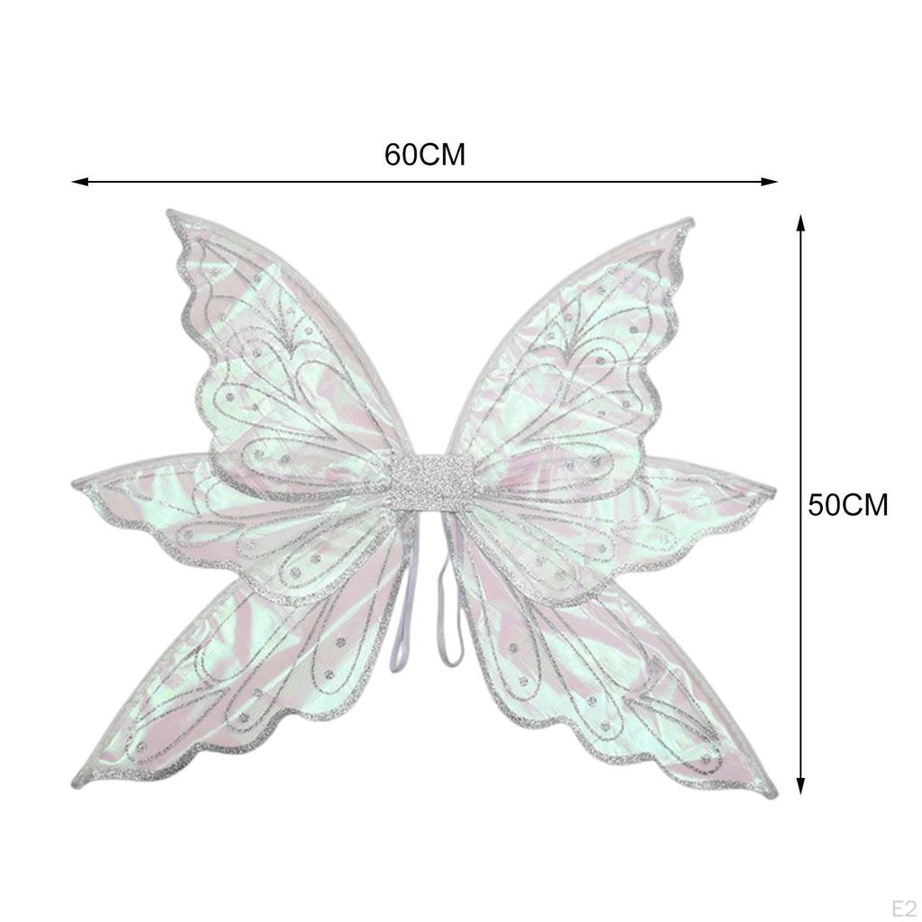 Fairy Wing Costume Dress up Photo Prop Girls Women Angel for Party Carnival 60cmx50cm Argent