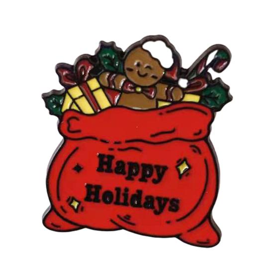 Christmas Santa Claus Brooch, Cartoon Xmas Tree Bell Stocking Gift Bag Enamel Pin, Badge Pin for Clothes Bag Hat Scarf Suit