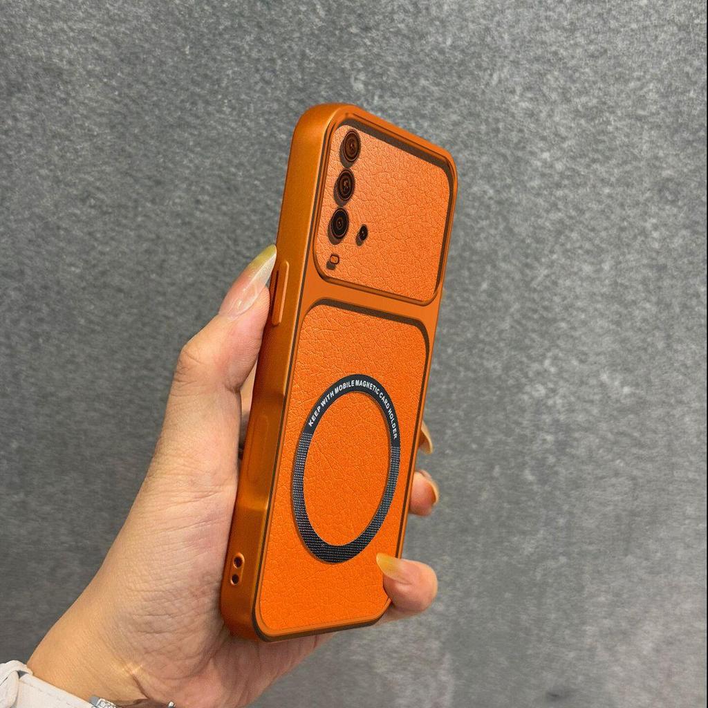 Upgraded Big Lens Protection Case for Xiaomi Redmi 9T Luxury Leather Casing with Magnetic Ring