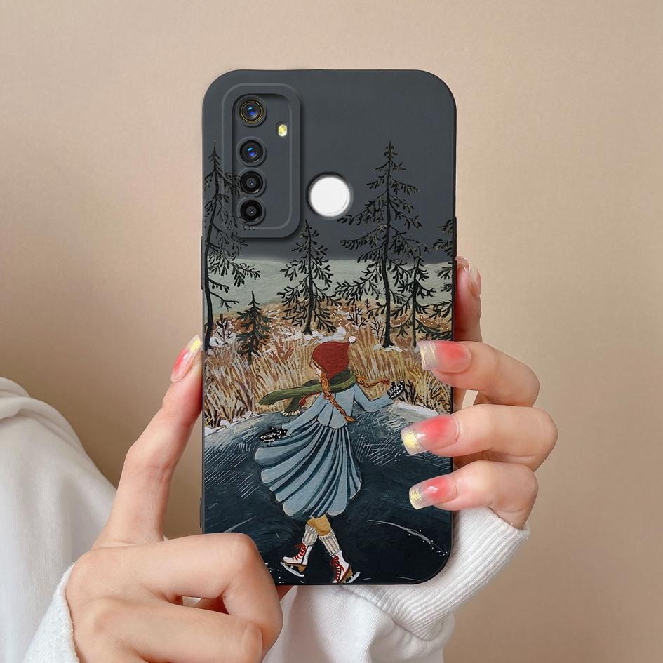 Cover Case For Oppo Realme X2 X7 V13 V15 Q5 Q5i Q Q3 Q3i Pro F29 A5 Spectacular Mountain Range Pattern Liquid Silicone Protective Cover For Oppo Shell