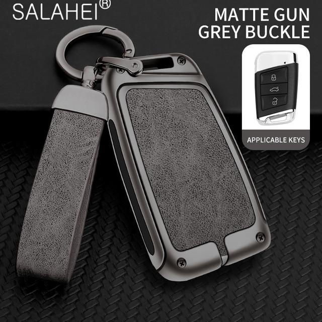 Zinc Alloy Leather Car Key Case Cover For Volkswagen VW Tiguan MK2 Magotan Passat B8 CC For Skoda Superb A7 Keychain Accessories
