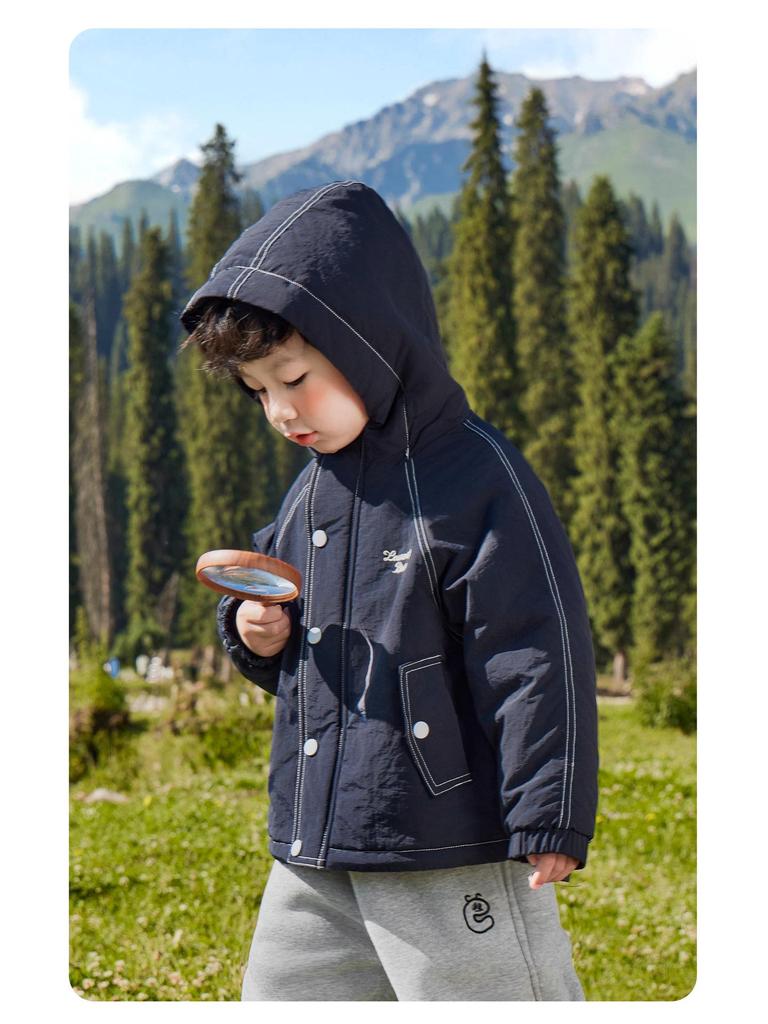European Boys' Waterproof Padded Winter Jacket with Fleece Lining - Trendy 2025 Children's Outerwear for Toddlers