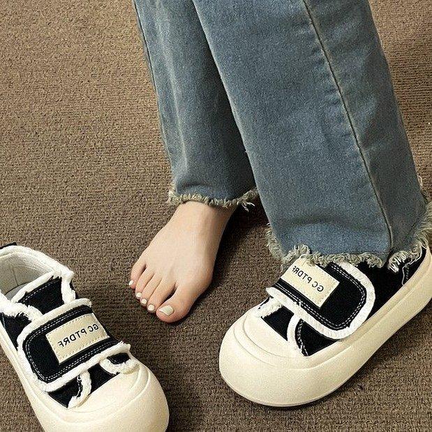 Platform Casual Pumps Women's  Spring/Summer New Velcro White Shoes Fashion Sports Easy to Match Fashionable Ladies Shoes