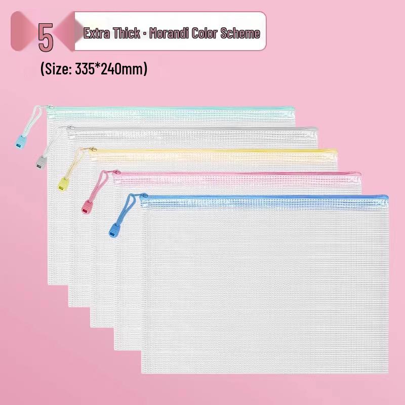 A4 Transparent Waterproof Zipper Document Bag for Exams and Office Use