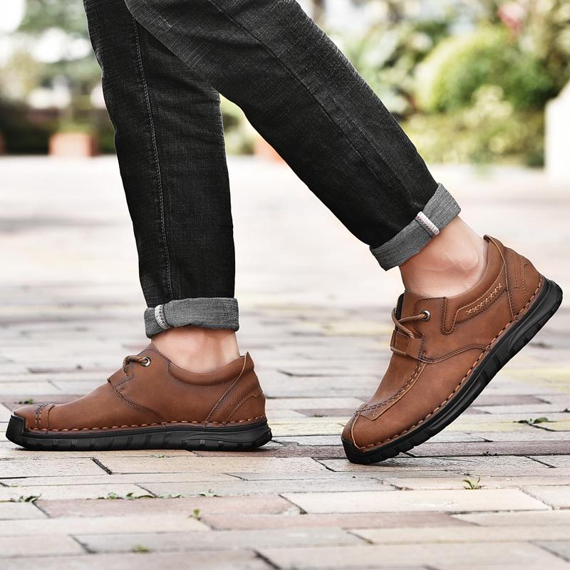 Retro Oksfordy Męskie Oddychające Casualowe Skórzane Buty Męskie Wygodne Męskie Buty Casualowe Klasyczne Wiosenne Jesienne Antypoślizgowe Sneakersy Męskie