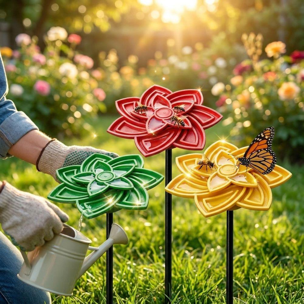 Plastic Bee Water Feeder Flower Stake Ground Insert Bee Watering Station Handmade Rust-resistant Bird Bath Stand Yard Farm
