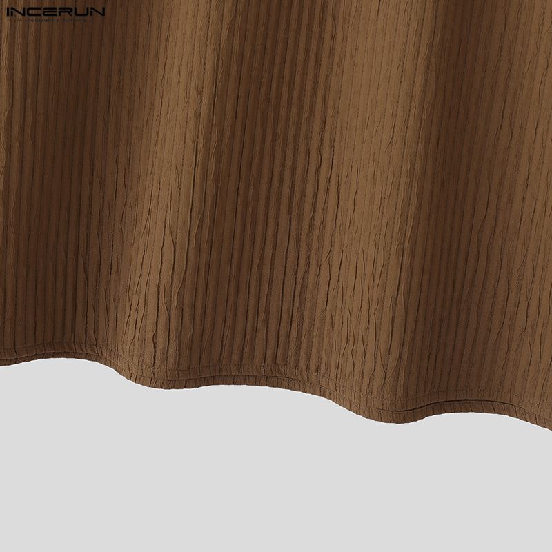 INCERUN Men Long Sleeve Bandage Eyelet Decorative Texture Casual Loose Pullover Tops