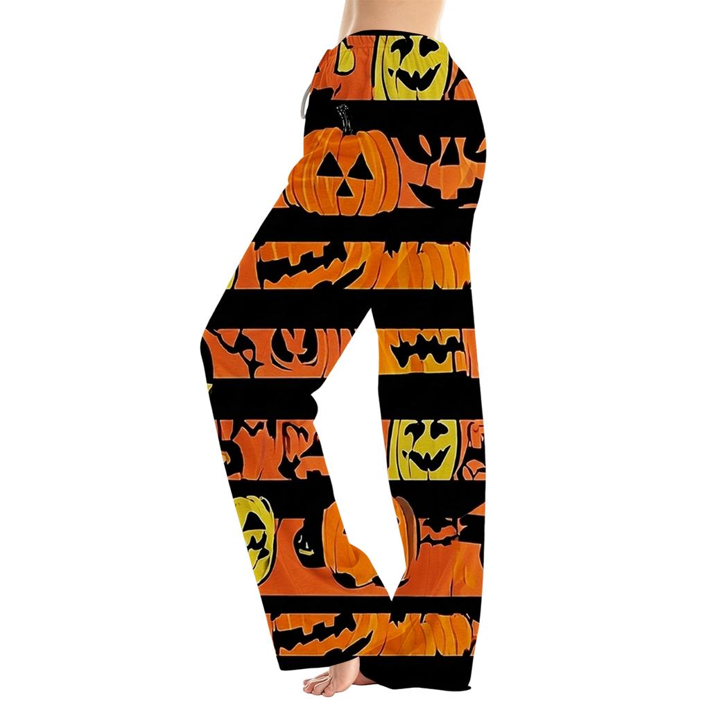 Women's Halloween Print Loose Fit Pajama Pants for Loungewear and Sleep