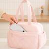 Large Capacity Thermal Lunch Bag With Zippers Front Pocket And Bottle Holders Quilted Handheld Meal Carriers