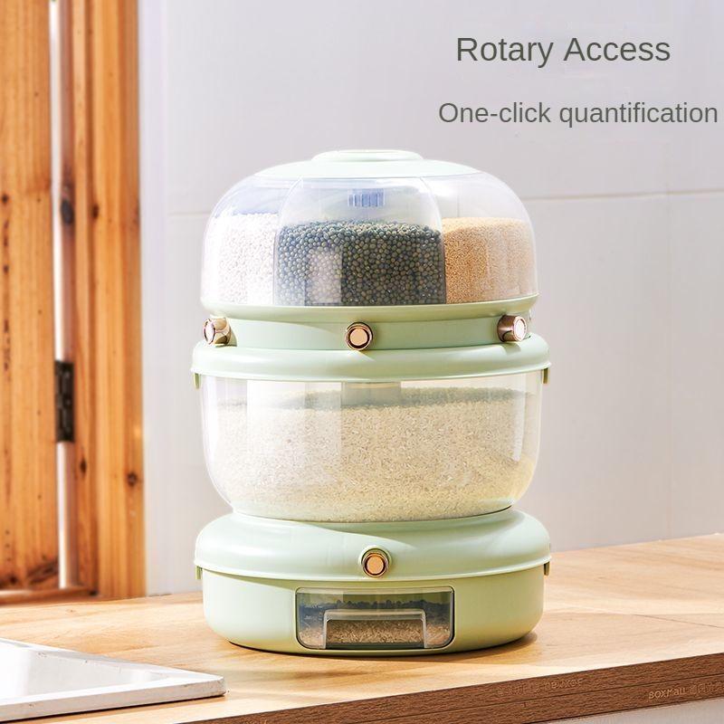 Zásobník na potraviny Otočný úložný box na potraviny Priehradkové vedierko na ryžu Utesnené proti hmyzu odolné voči vlhkosti Kuchynský úložný box na ryžu pre domácnosť