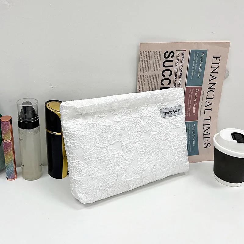 

Ins Large Capacity Makeup Bag Flower Cosmetic Bags Simple Storage Pouch Bags Women Cosmetic Organizer Case Pouch білий