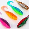 15Pcs 5.5CM/2G Curly Tail Soft Fishing Bait with Glitter Colorful PVC Realistic Bionic Artificial Lure Saltwater Freshwater Fishing Accessories