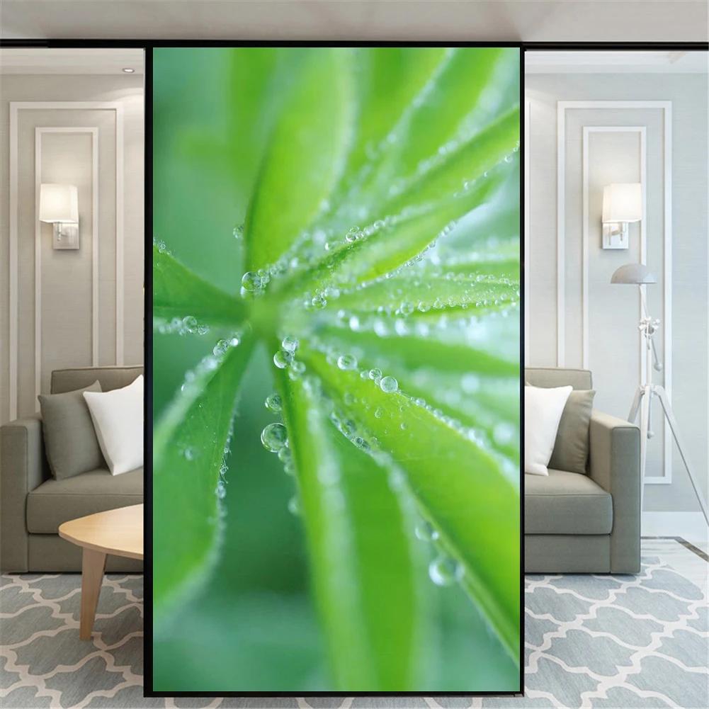 

Static Cling Privacy Windows Film Decorative Plant Style Stained Glass Window Stickers Frosted Windows Film For Home (as the picture,40x60cm WxH)