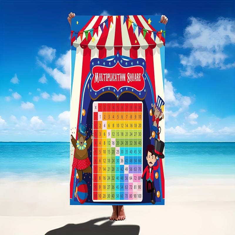Oversized Microfiber Beach Towel for Kids, Large Multiplication Table Pool Towel, Quick Dry Math Learning Blanket for Travel