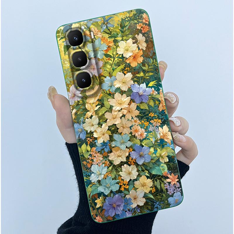 For Infinix Hot 60 Pro Plus Case Fashion Simplicity Flower Liquid Silicone Camera Protection Cover For Infinix Hot 60 Pro+ Capa