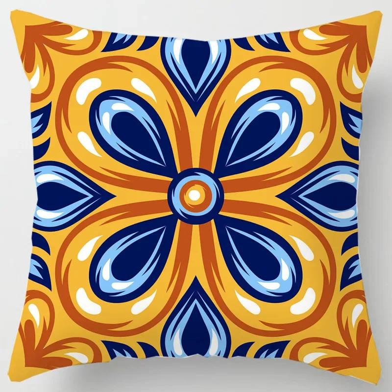 Colorful National Floral Antique Porcelain Print Pillowcase Comfortable Sofa Car Seat Cushion Cover Bohemian Hippie Home Decor